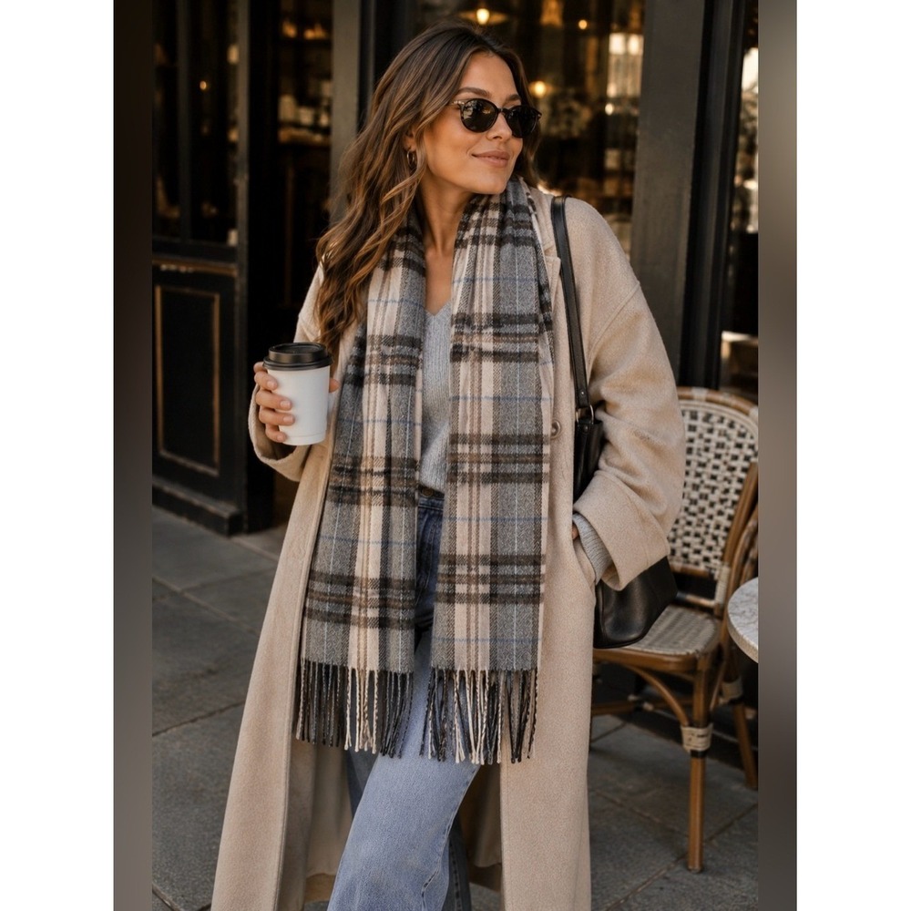 Tartan Plaid Cashmere Blend Scarf Unisex Quiet Luxury Old Money Heritage Preppy